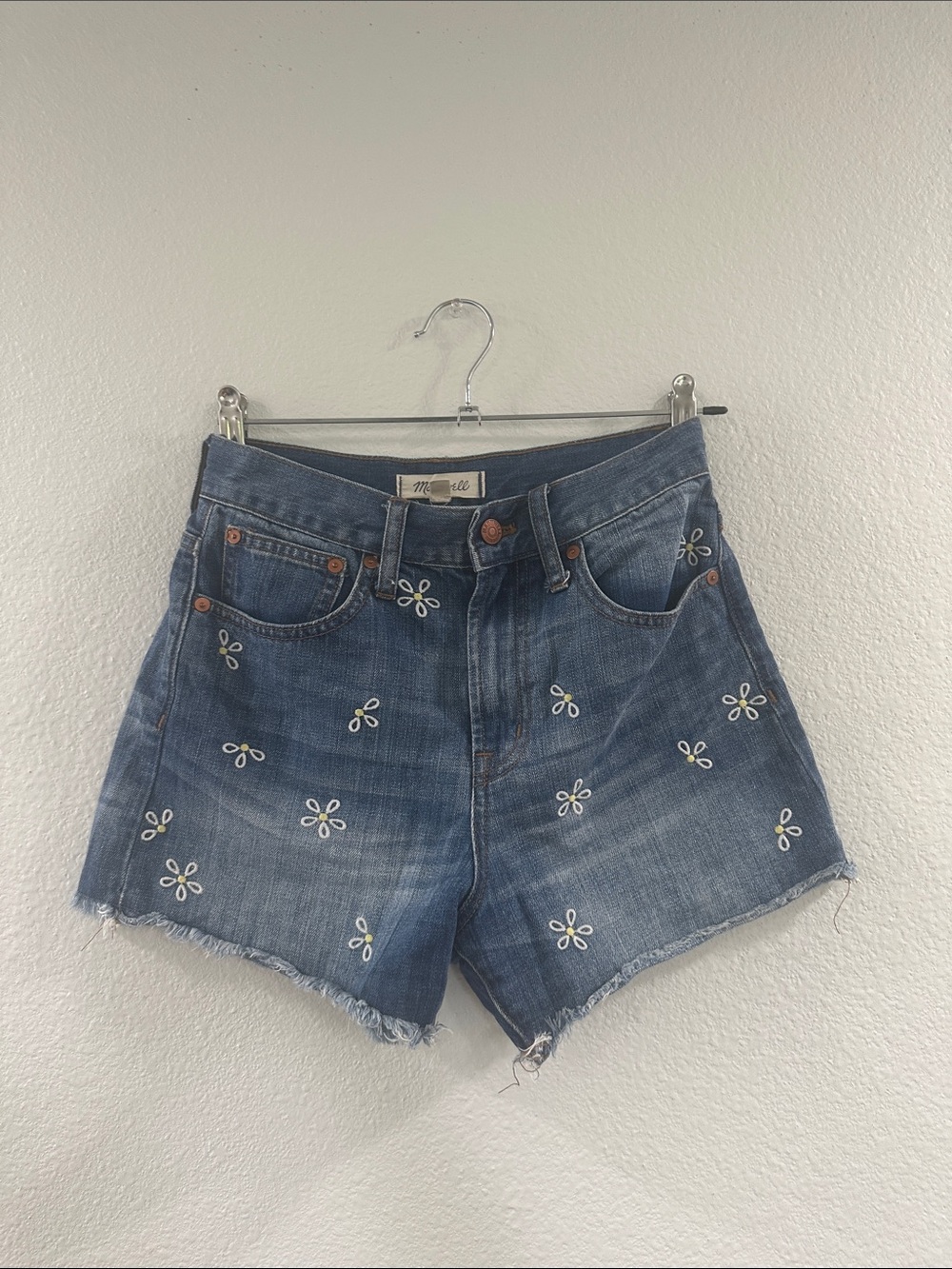 Madewell Embroidered Daisy Denim Cutoff Shorts